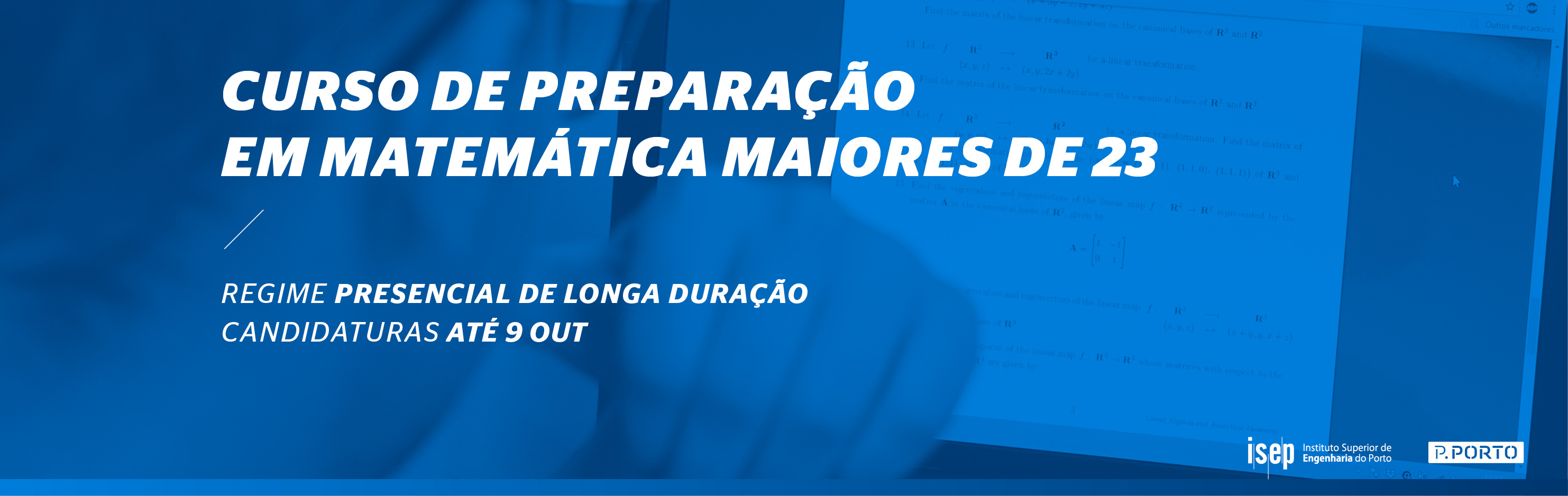 Curso de Preparação em Matemática para Maiores de 23