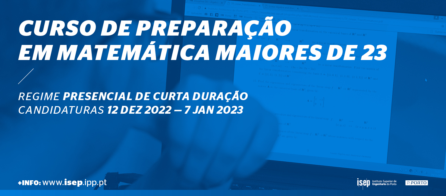 Abertas Candidaturas Curso Preparação Matemática Maiores 23
