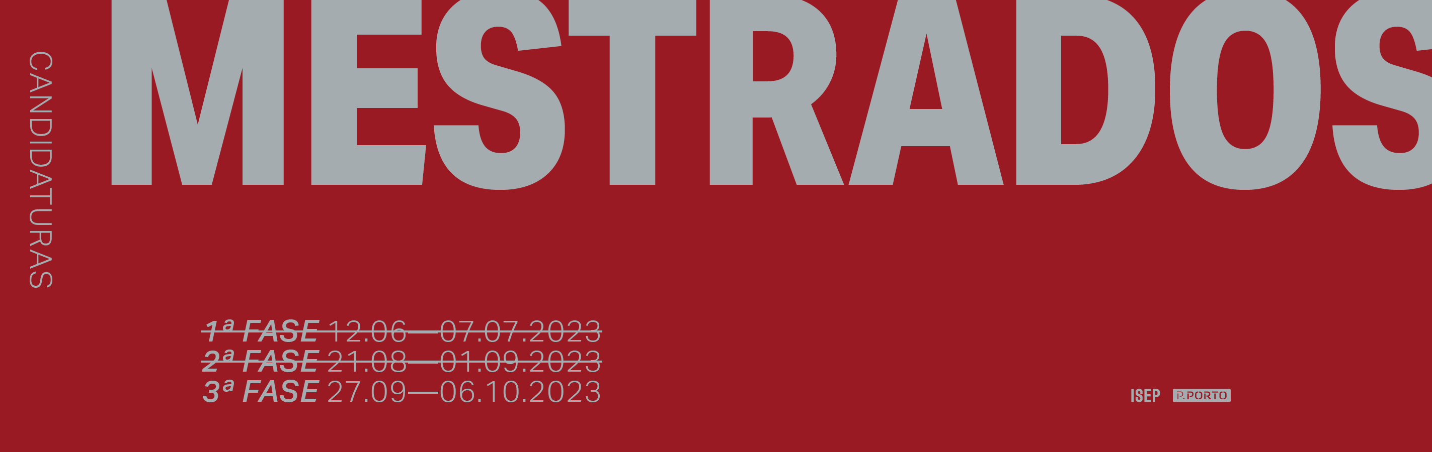 3.ª Fase Candidaturas Cursos de Mestrado